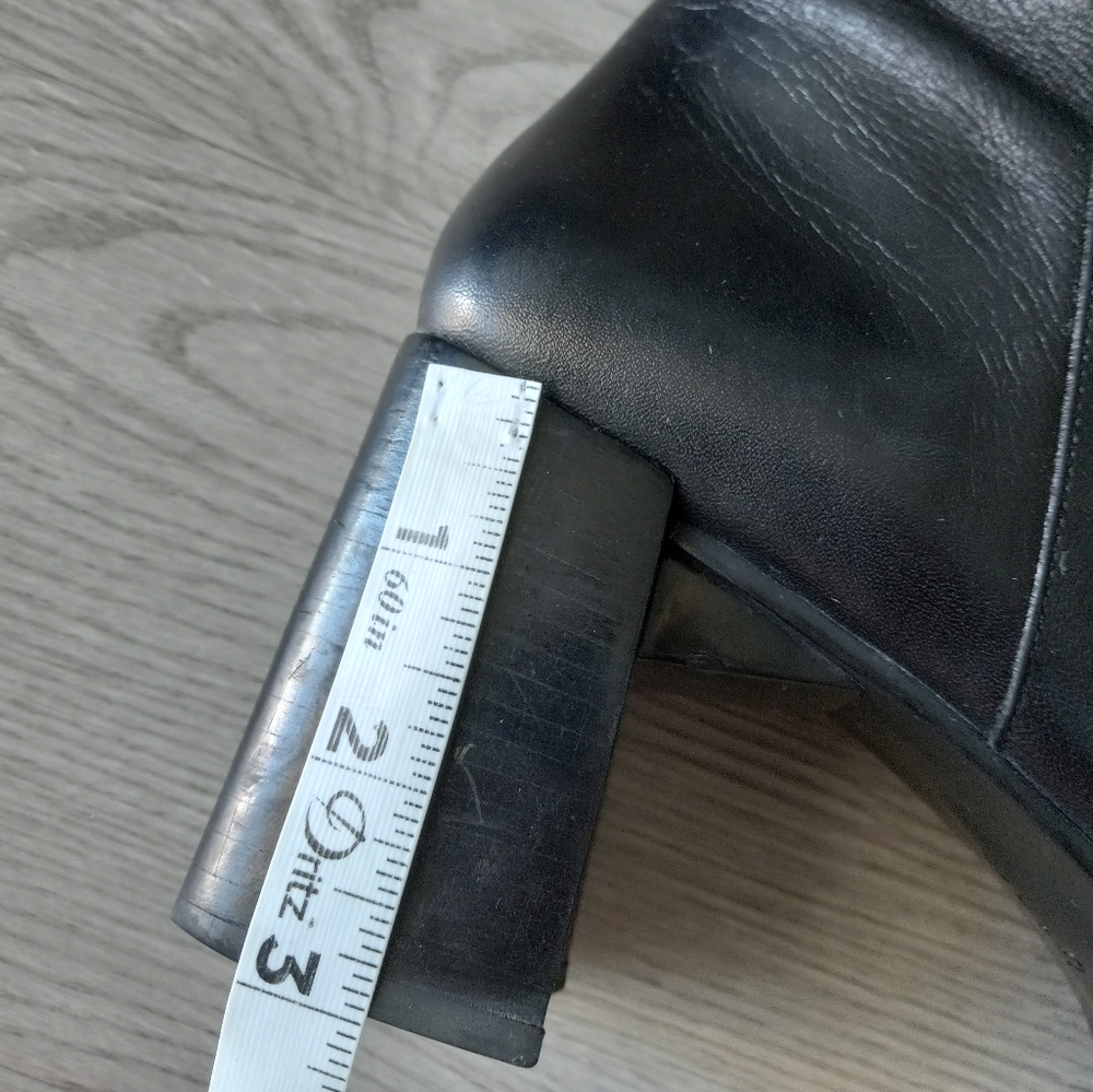 90's Nine West Vintage Y2K Square Toe High Black Leather Boots - Picture 9 of 16